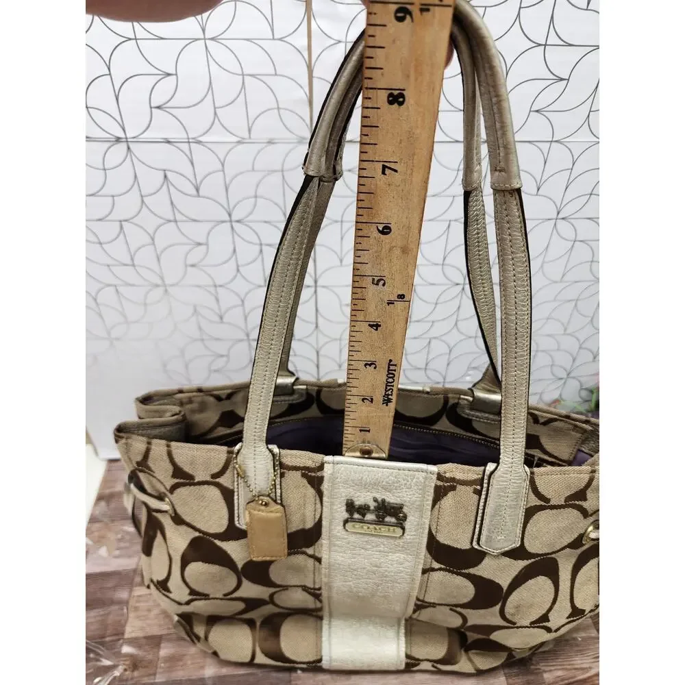 COACH Chelsea Stripe Signature Charlie SHOULDER BAG Tote Leather Stripe READ